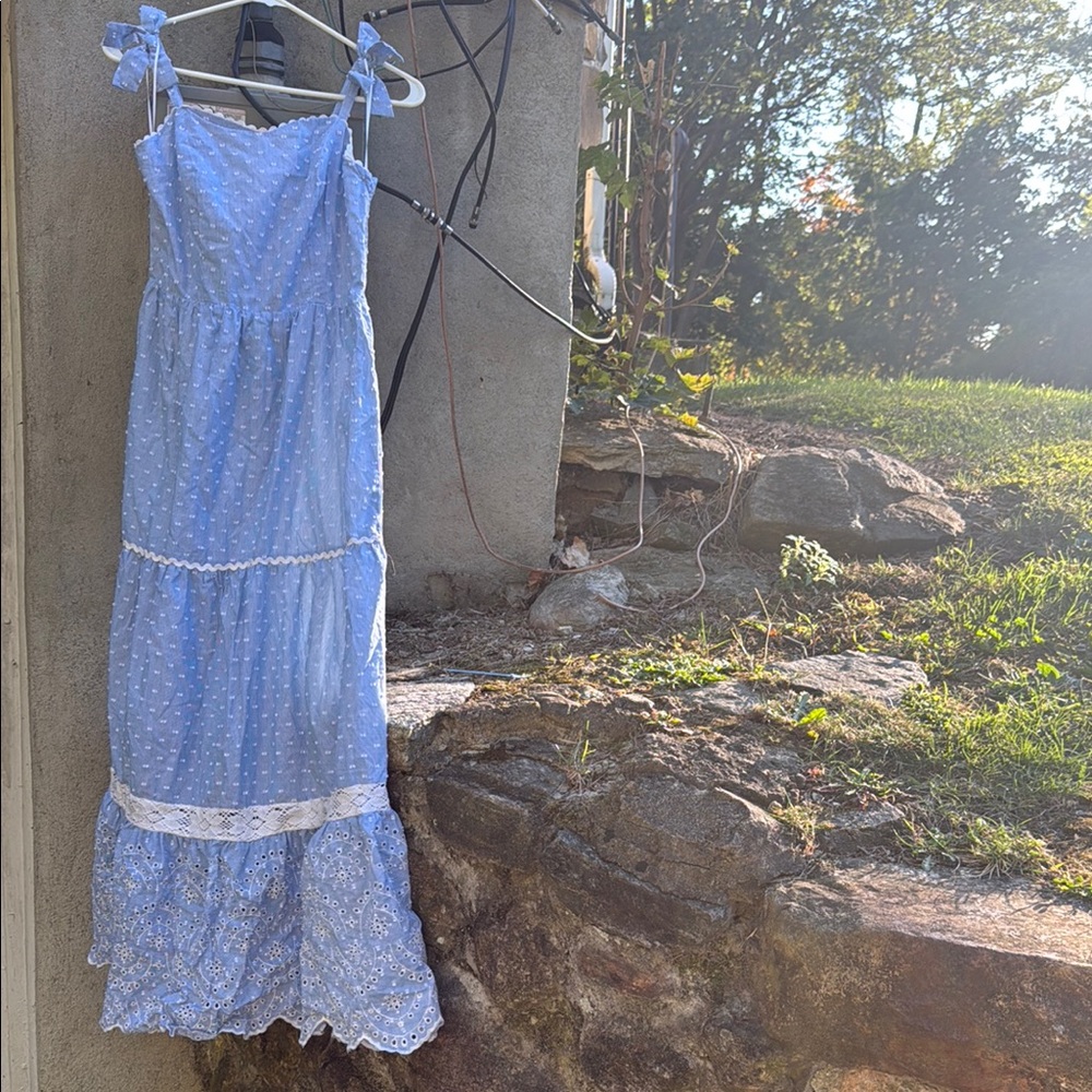 Shabby Chic Blue and White Polka Dot Dress